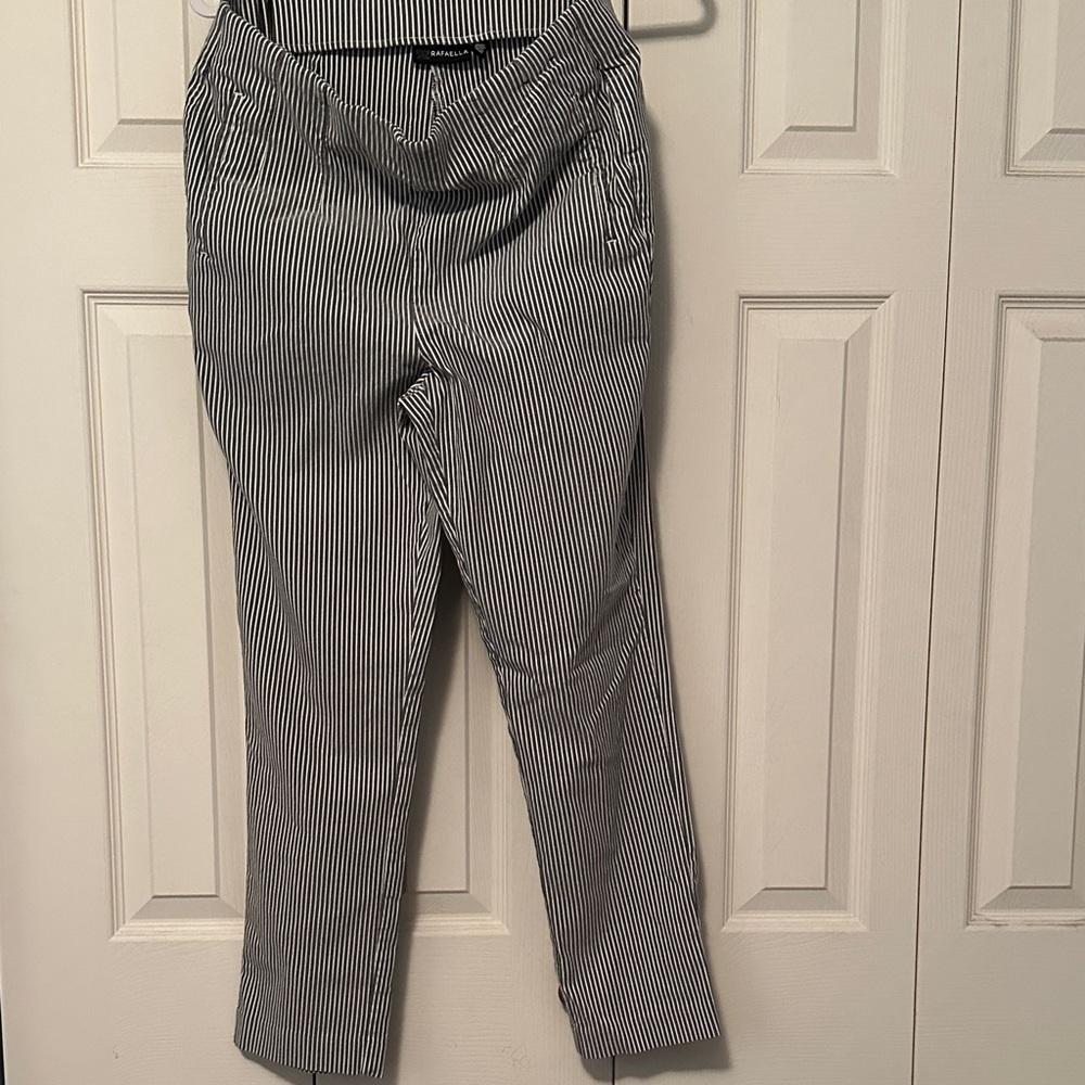 Rafaella grey and White Striped Skinny Pants